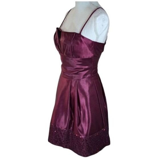 JESSICA MCCLINTOCK FOR GUNNE SAX PURPLE/PLUM SATIN SEQUIN DRESS SZ.3 EUC - Picture 3 of 7